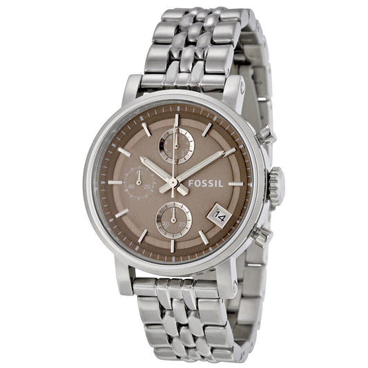 Fossil Boyfriend Chronograph Brown Dial Stainless Steel Ladies watch ES3747 - BigDaddy Watches
