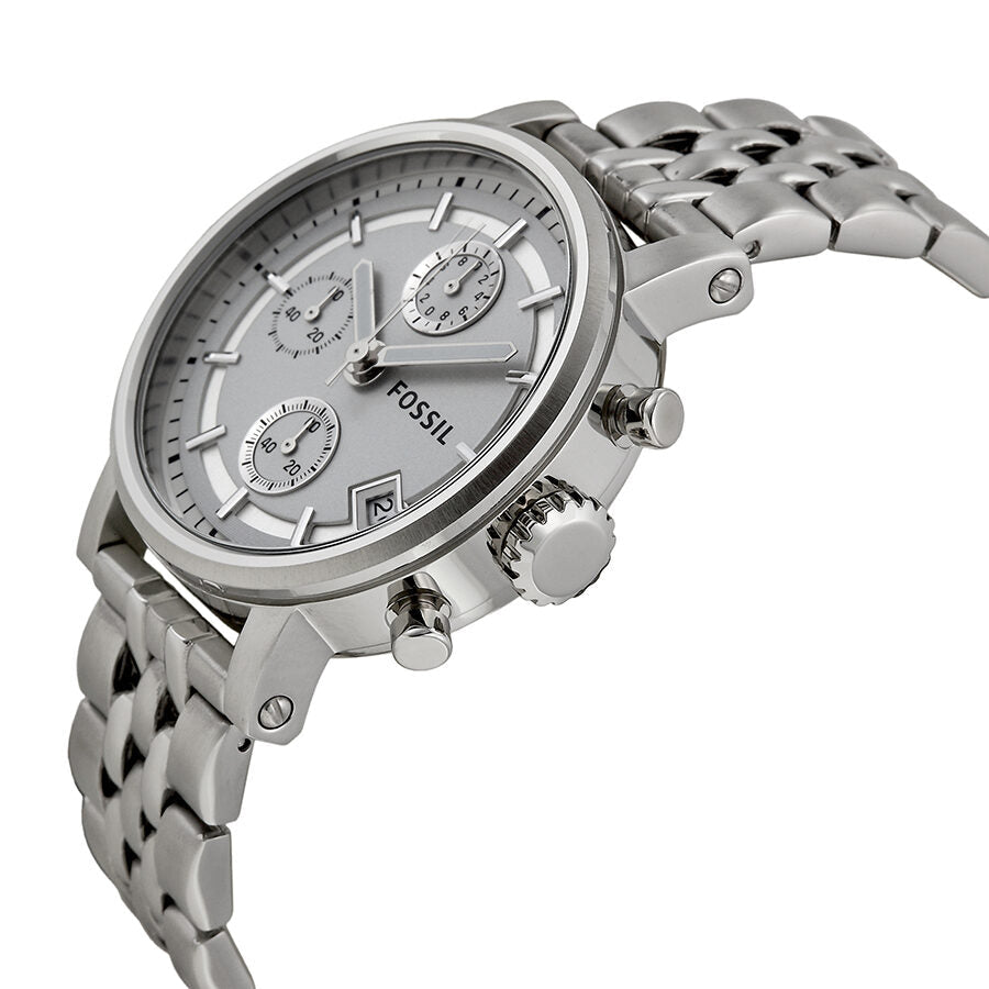 Fossil Boyfriend Chronograph Classic All Silver Watch ES2198