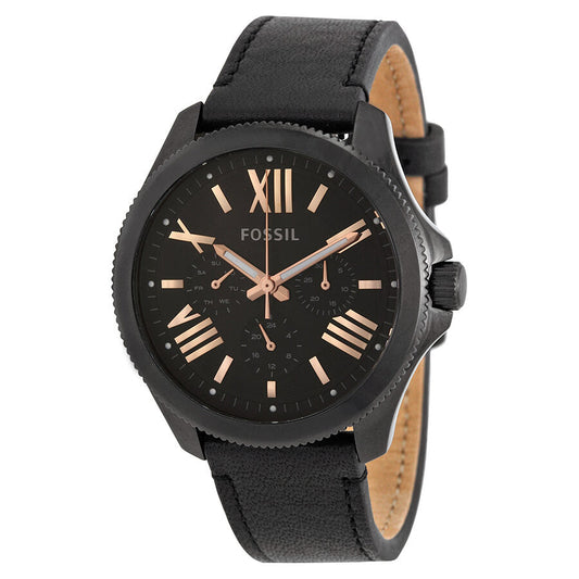 Fossil Cecile Black Dial Black Leather Strap Men's Watch AM4523 - BigDaddy Watches