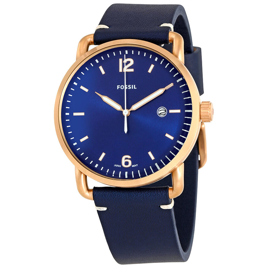 Fossil Commuter Blue Dial Navy Blue Leather Men's Watch FS5274 - BigDaddy Watches
