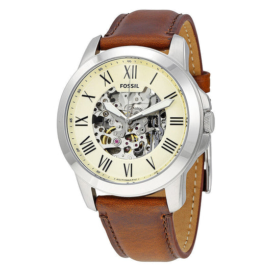 Fossil Grant Automatic Beige Skeleton Dial Men's Watch ME3099 - BigDaddy Watches