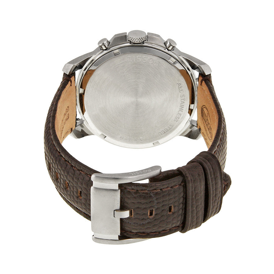 Fossil Grant Chronograph White Dial Leather Strap Men's Watch FS5021