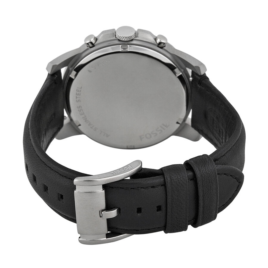 Fossil Grant Black Dial Black Leather Watch FS4812