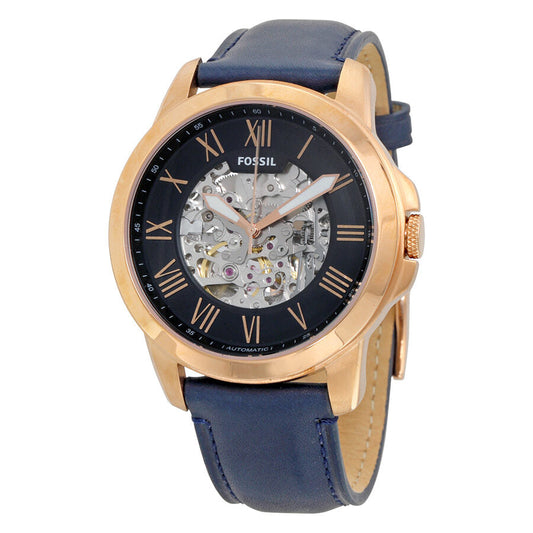 Fossil Grant Automatic Navy Blue Skeleton Dial Men's Watch ME3102 - BigDaddy Watches