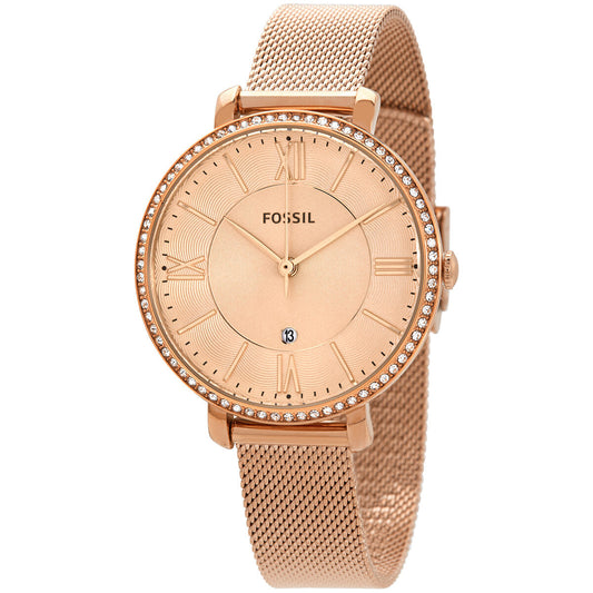 Fossil Jacqueline Quartz Rose Dial Rose Gold-tone Ladies Watch ES4628 - BigDaddy Watches