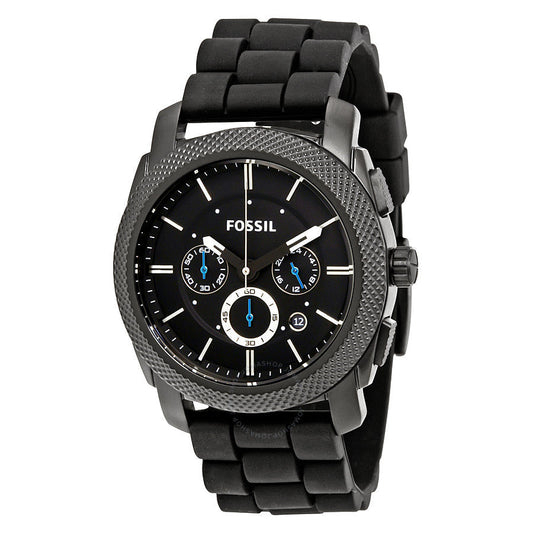 Fossil Machine Chronograph Black Dial Silicone Strap Men's Watch FS4487
