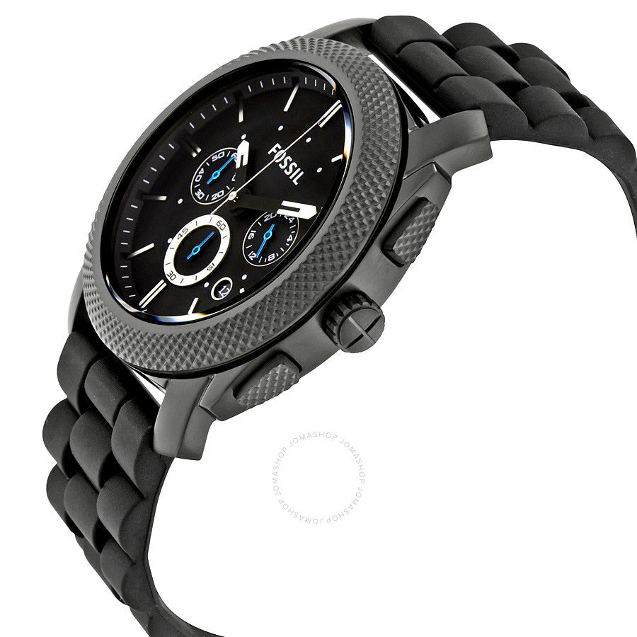Fossil Machine Chronograph Black Dial Silicone Strap Men's Watch FS4487