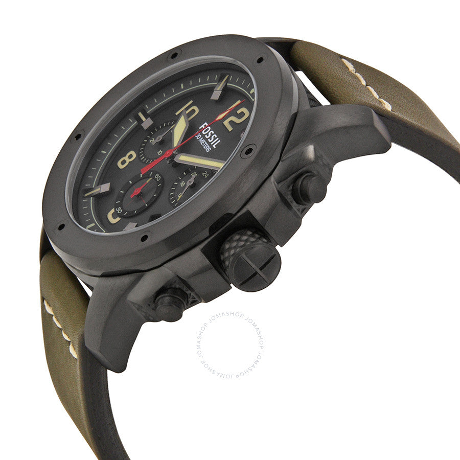 Fossil Machine Chronograph Grey Dial Leather Strap Men's Watch FS5000