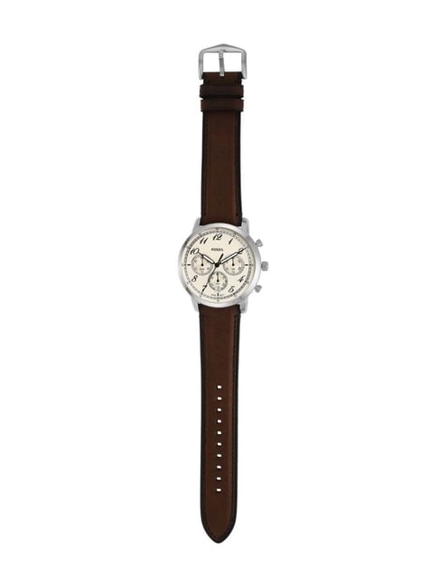 Fossil Neutra chronograph watch with extended brown leather strap