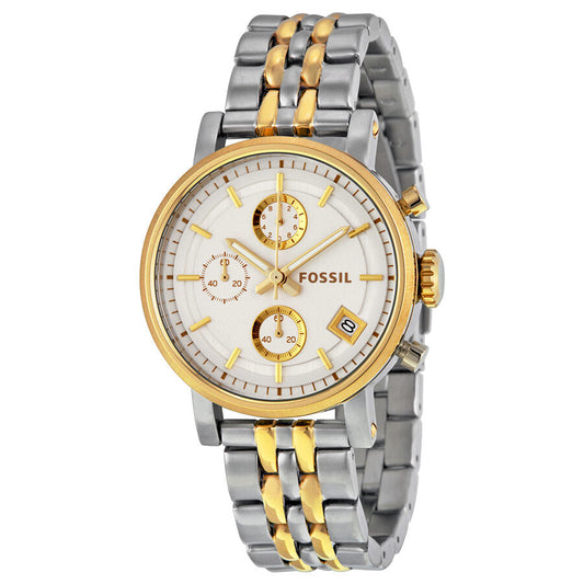 Fossil Original Boyfriend Chronograph White Dial Two-tone Watch ES3746 - BigDaddy Watches