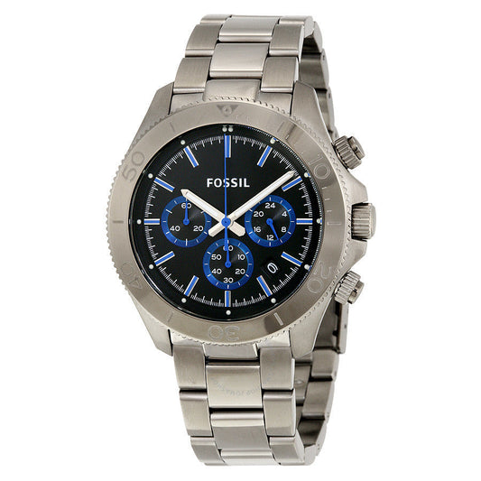 Fossil Retro Traveler Chronograph Black Dial Ion-plated Men's Watch CH2869