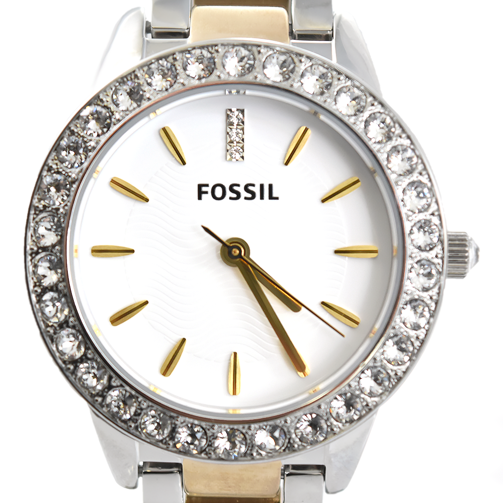 Fossil Crystal White Dial Two-tone Ladies Watch ES2409
