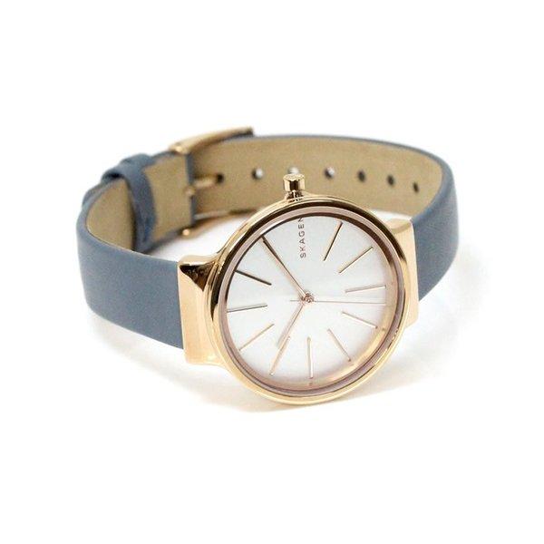 Skagen Ancher White Dial Blue Leather Strap Ladies Watch SKW2482