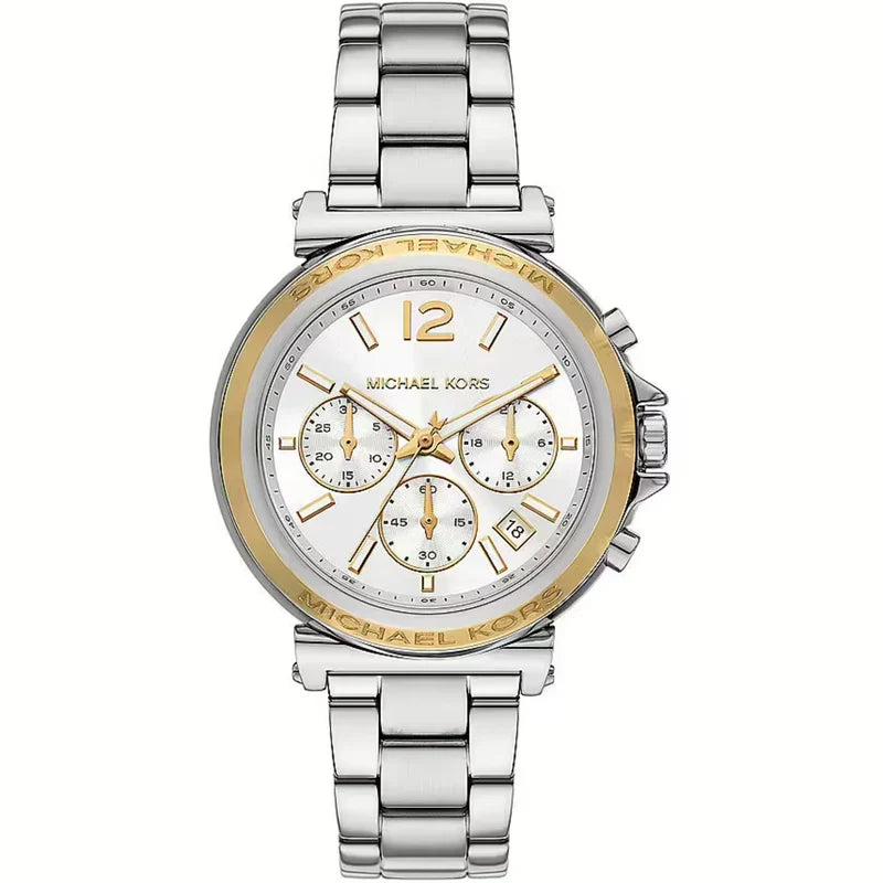 Michael Kors Maren Chronograph White Dial Silver Watch - MK7495