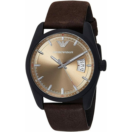 Emporio Armani Beige Dial Brown Leather Strap Men's Watch  AR6081 - Dawson Watches