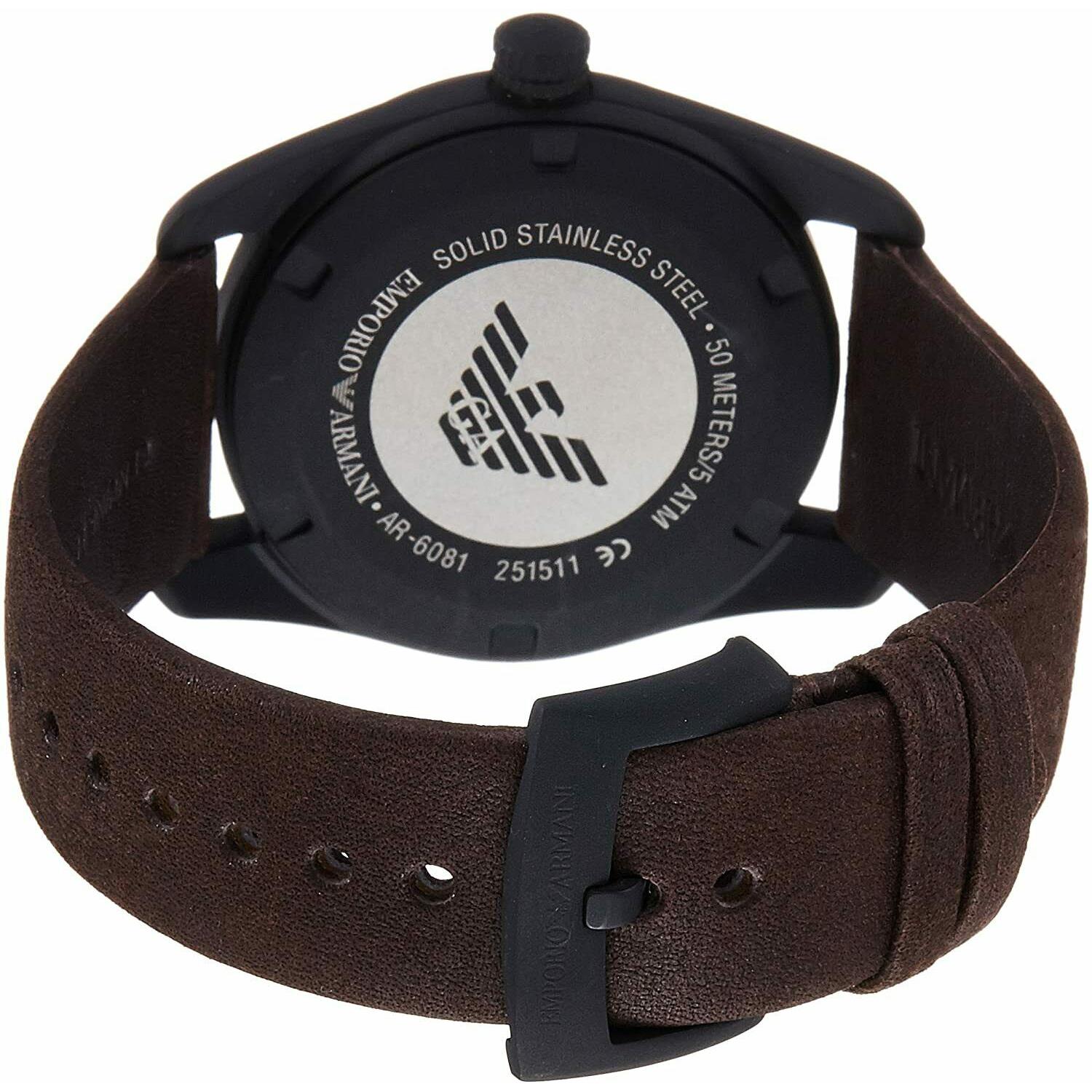 Emporio Armani Beige Dial Brown Leather Strap Men's Watch AR6081 - Dawson Watches #3