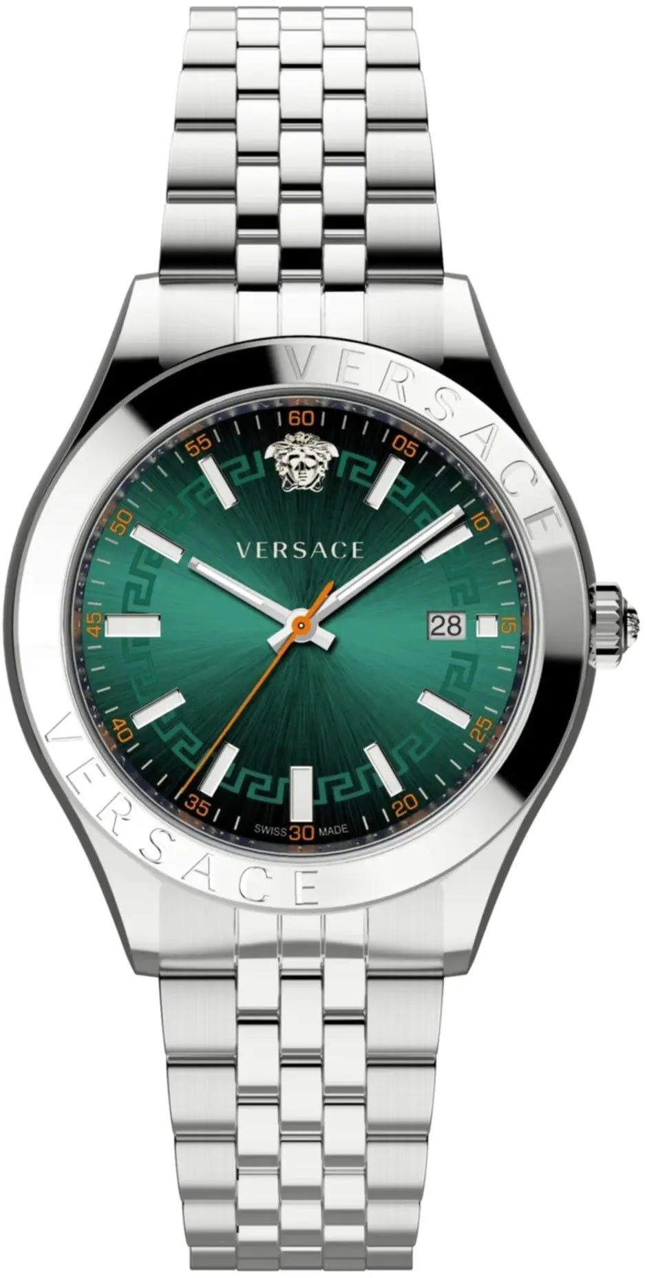 Versace Hellenyium Silver Green Dial Watch VEVK01021