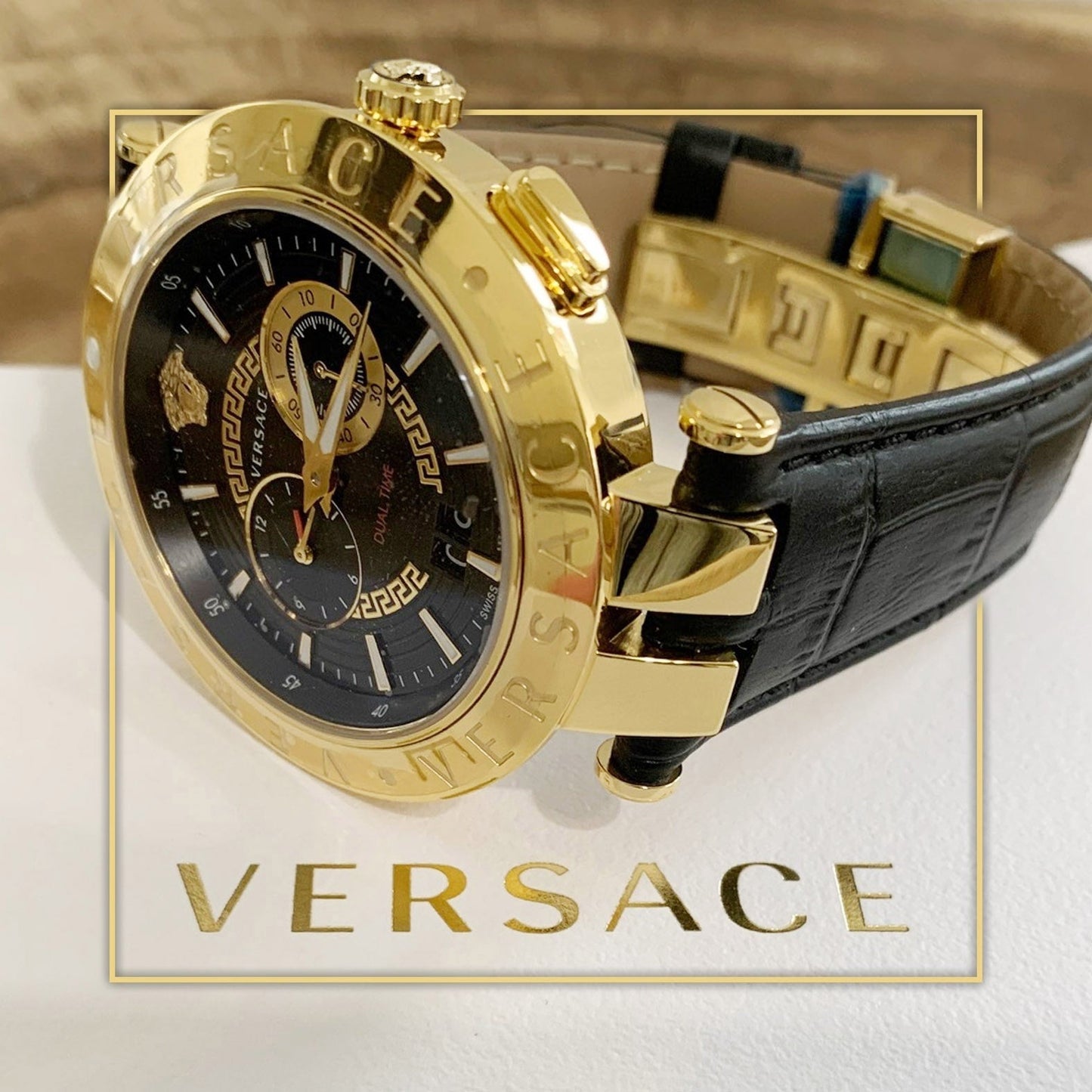 Versace V-Race Black Leather Strap Men's Watch VEBV00119 - Dawson Watches #3