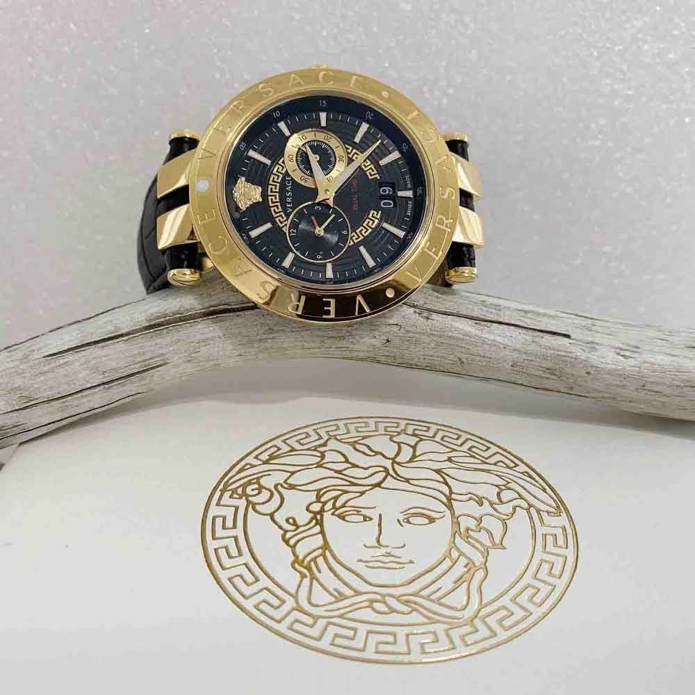 Versace V-Race Black Leather Strap Men's Watch VEBV00119 - Dawson Watches #2