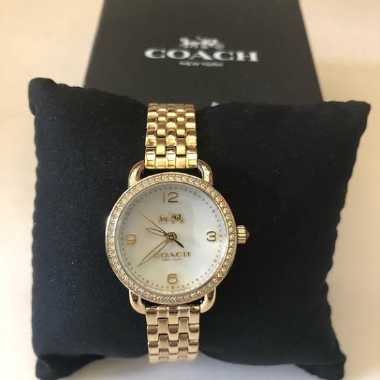 Coach Delancey Mother of Pearl Dial Gold Tone Ladies Watch 14502478