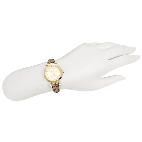 Coach 1941 Sport Crystal Gold Dial Leather Strap Ladies Watch 14502539