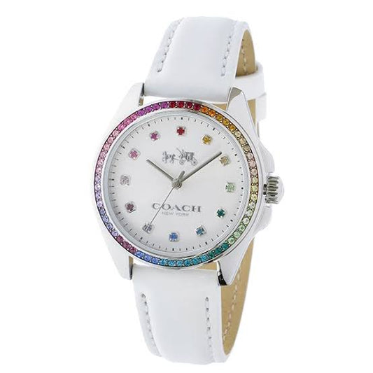 Coach Tristen White Dial Leather Strap Ladies Watch 14502505