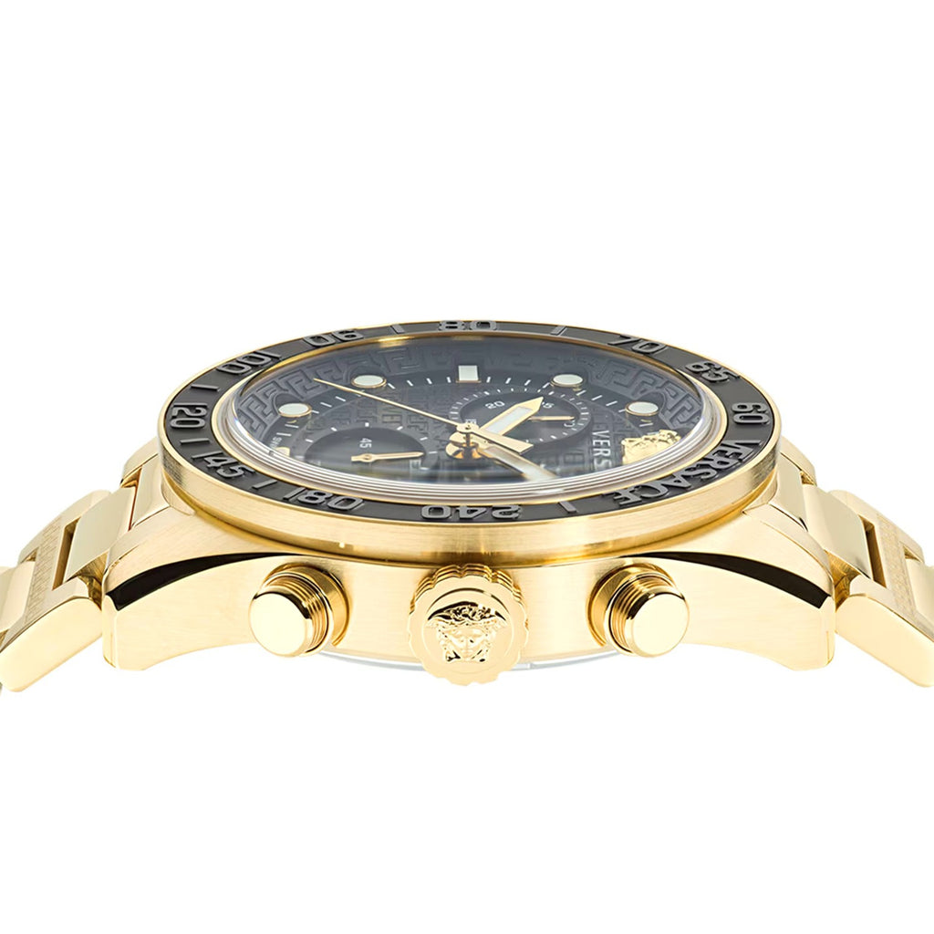 Versace Greca Dome Chronograph Black Dial Gold Steel Strap Watch for Men - VE6K00523 VE6K00523 - Image 6