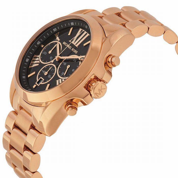 Michael Kors Bradshaw Black Dial Rose Gold Ladies Watch MK5854