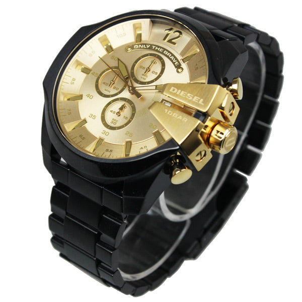 Diesel Mega Chief DZ4485 316L Black stainless steel 100m water resistant 4 Time zones