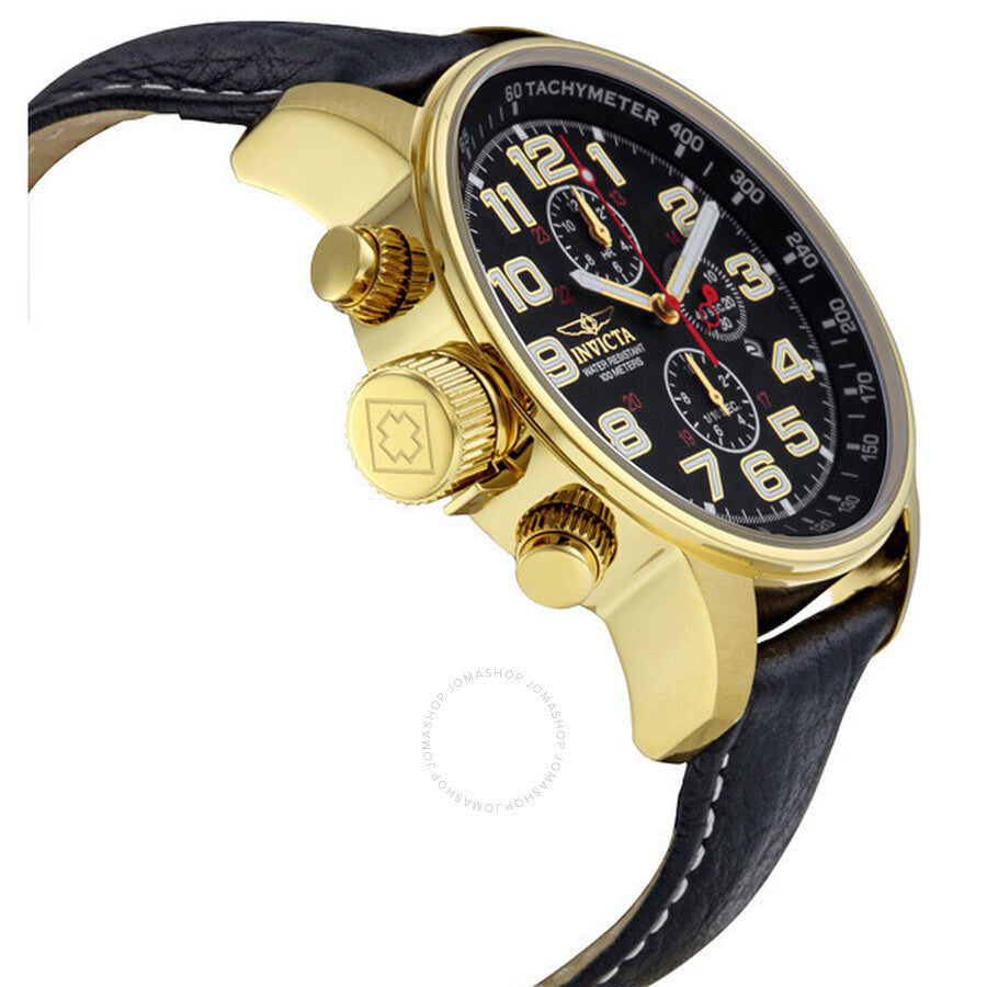Invicta Lefty Chronograph Black Dial Gold-tone Unisex Watch 3330 - Dawson Watches #2