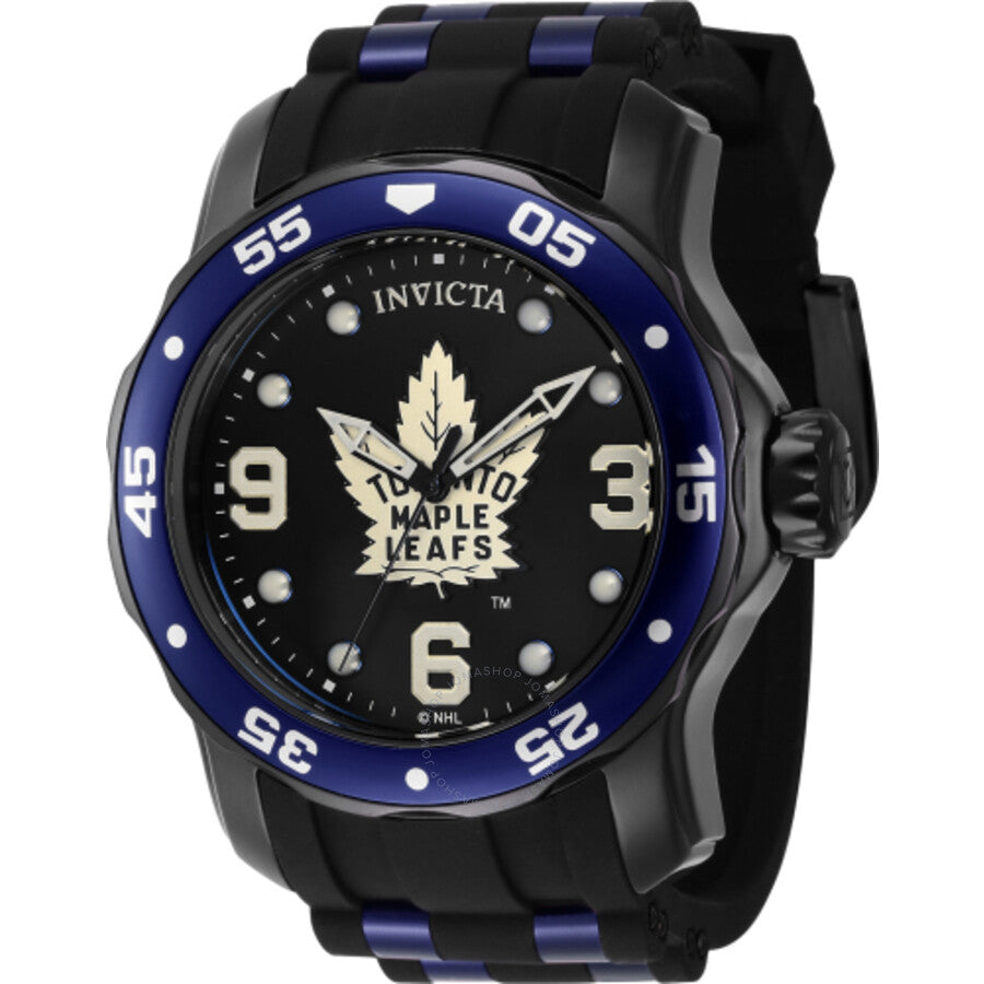 Invicta NHL Toronto Maple Leafs Quartz Black Dial Men's Watch 42648 - Dawson Watches