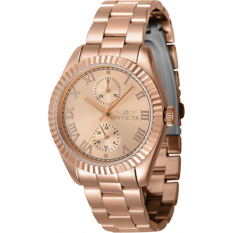 Invicta Specialty Date GMT Quartz Rose Gold Dial Ladies Watch 47447 - The Watches Men & Co
