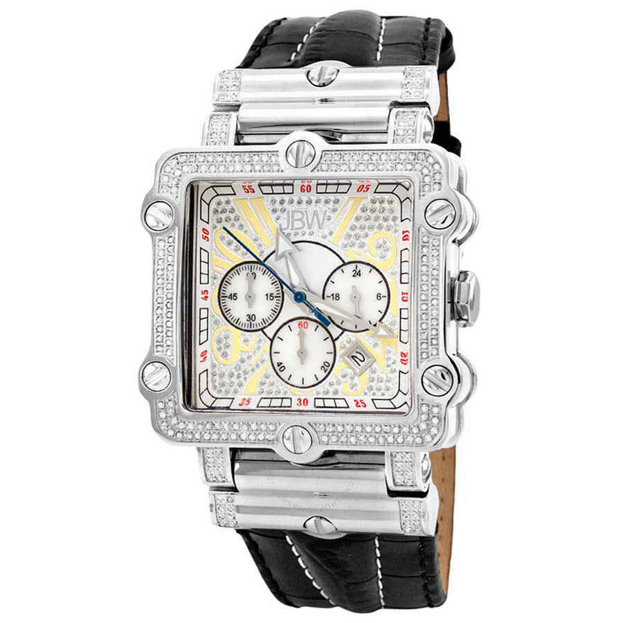 JBW Phantom Silver-tone Chronograph Crystal Dial Silver-tone Steel Diamond Men's Watch JB-6215-238-B - Dawson Watches