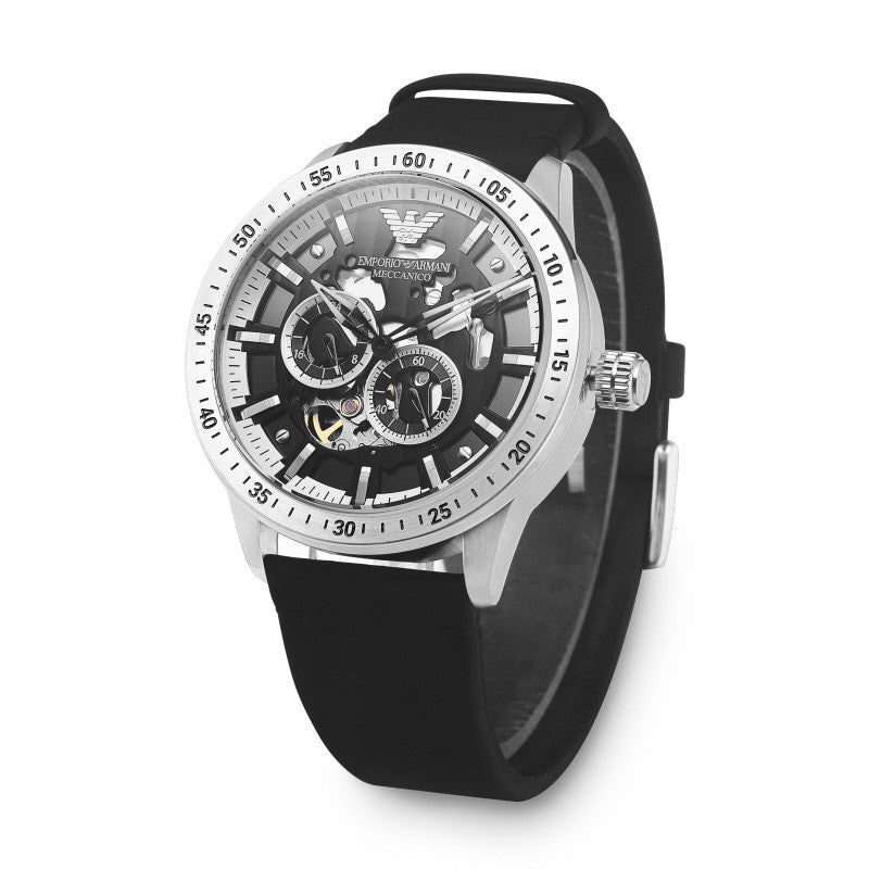 Emporio Armani Automatic Black Leather Men's Watch AR60051 - Dawson Watches #2