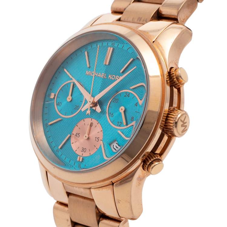 Michael Kors Runway Runway Blue Dial Rose Gold Ladies Watch MK6164