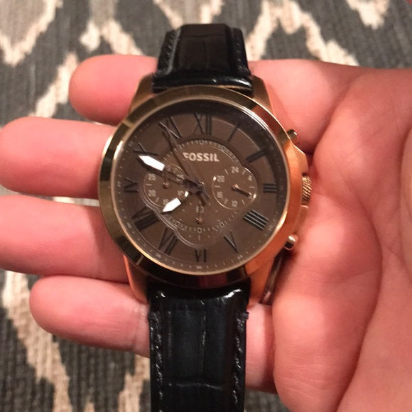 Fossil Grant Chronograph Brown Dial Leather Strap Men's Watch FS4992