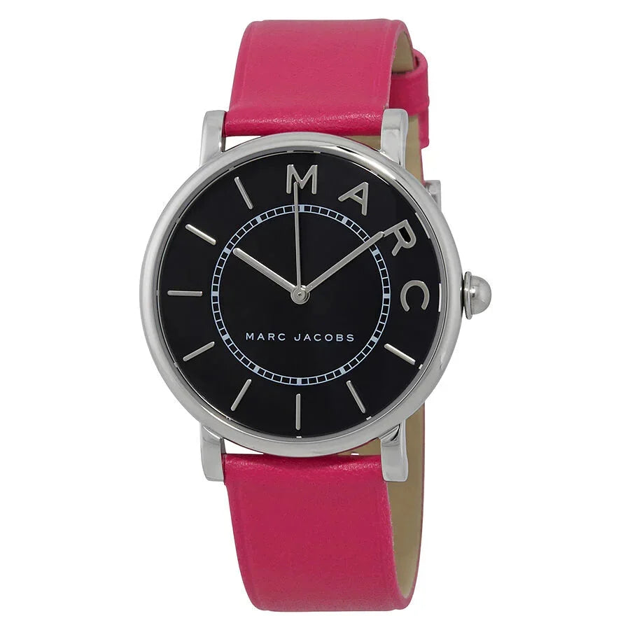 Marc Jacobs Roxy Black Dial Pink Leather Silver Watch - MJ1535