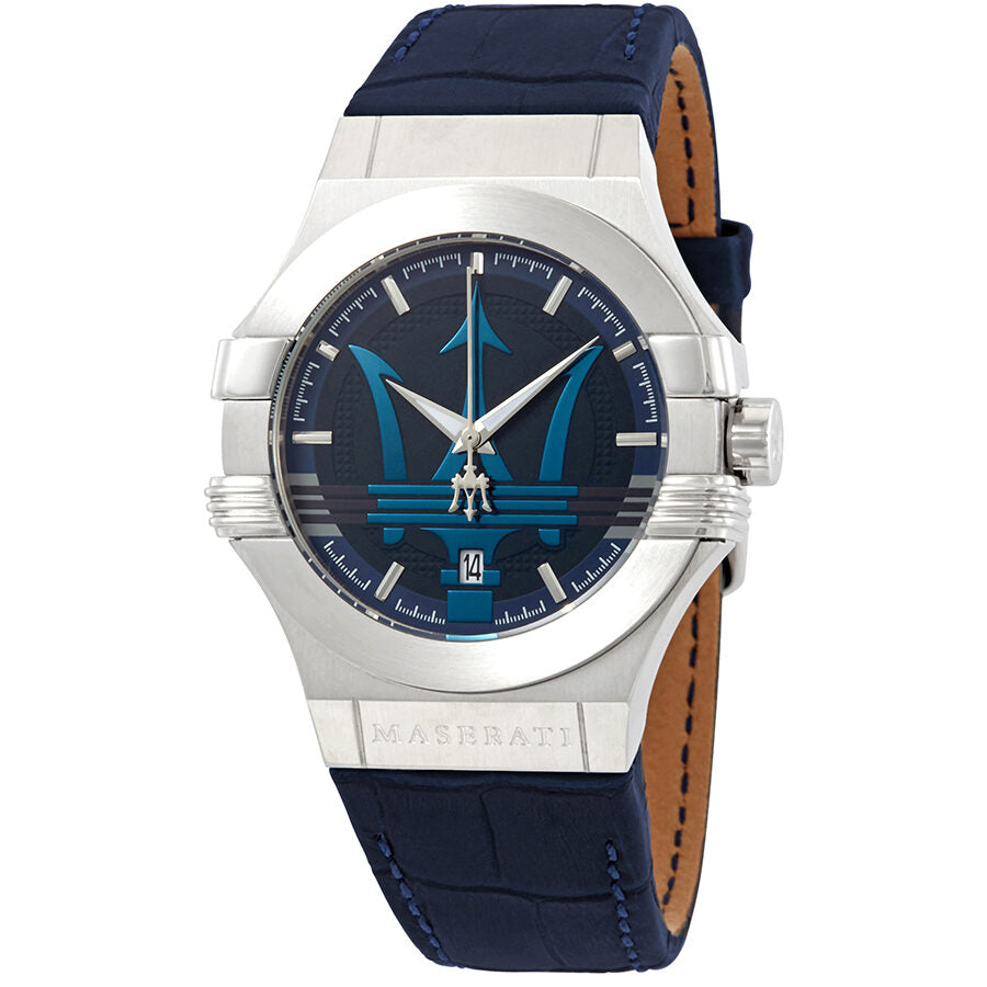 Maserati Potenza Blue Dial Blue Leather Watch R8851108015