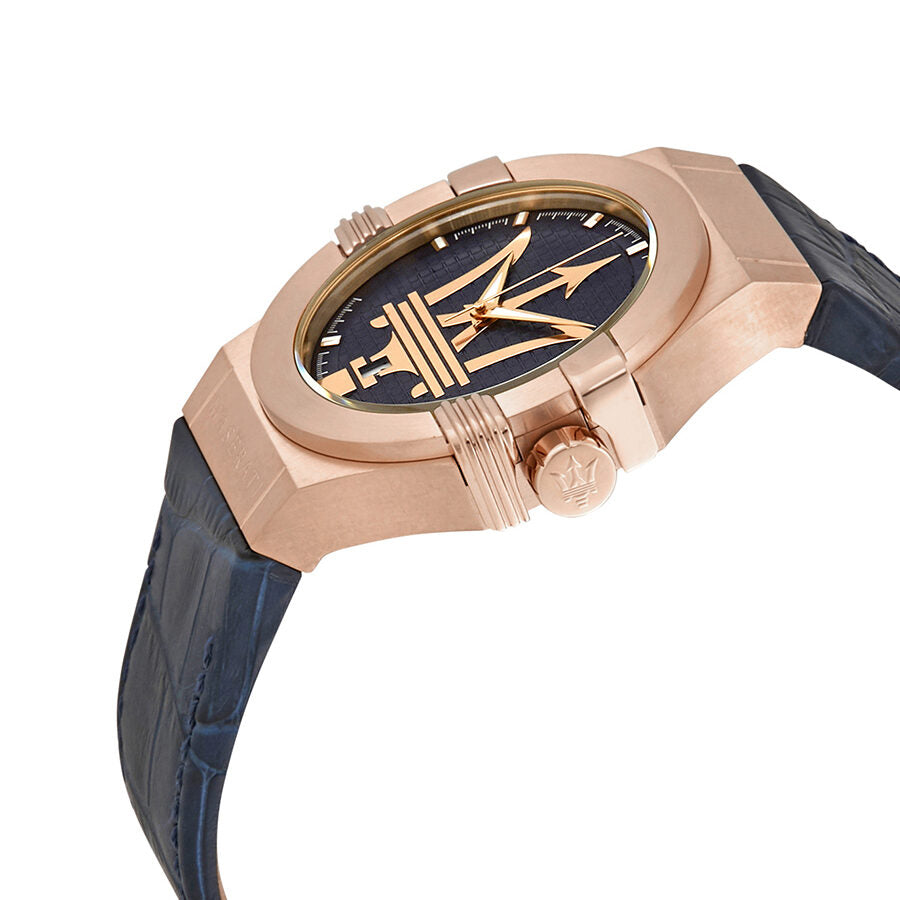 Maserati Potenza Blue Dial Blue Leather Watch R8851108027
