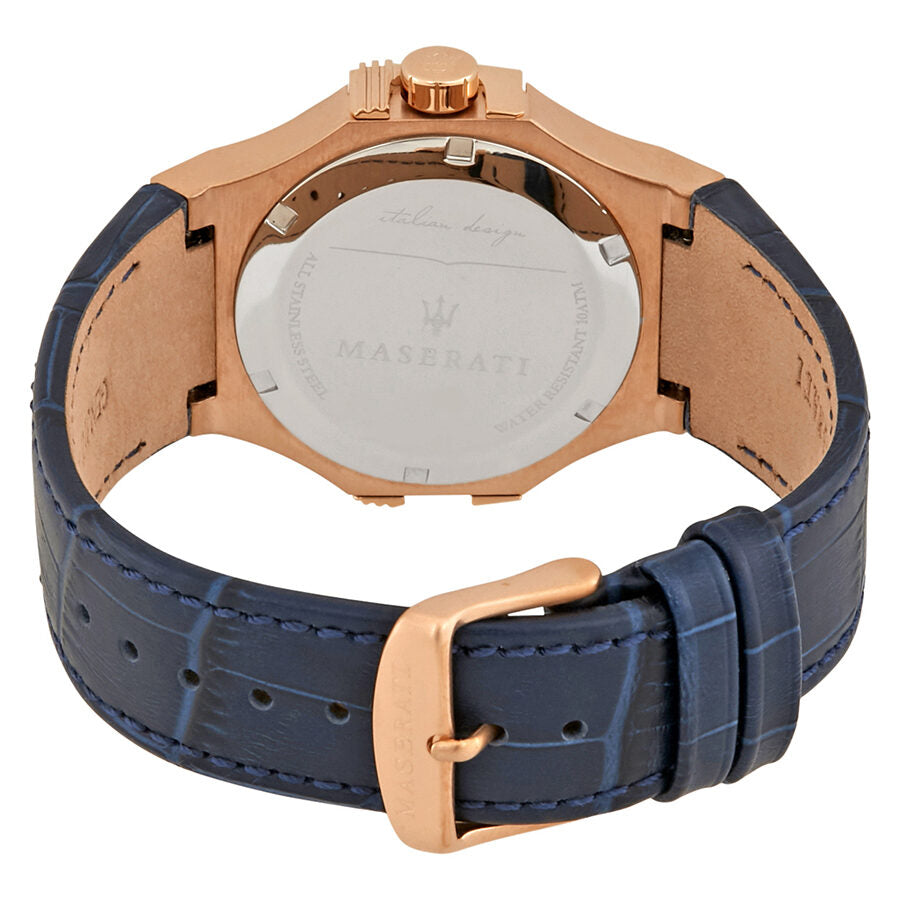 Maserati Potenza Blue Dial Blue Leather Watch R8851108027