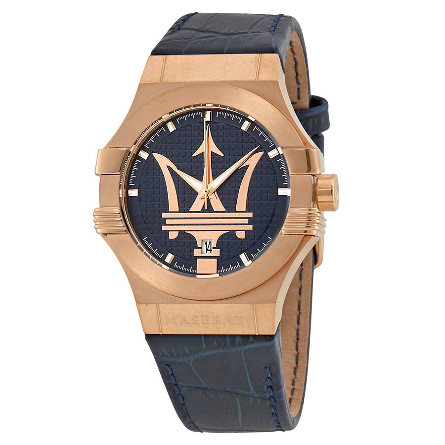 Maserati Potenza Blue Dial Blue Leather Watch R8851108027