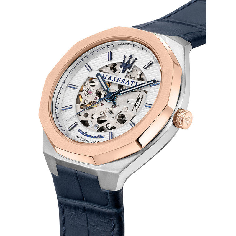 Maserati Stile Automatic Blue Leather Strap Men's Watch R8821142001 - Kiwi Watches #2