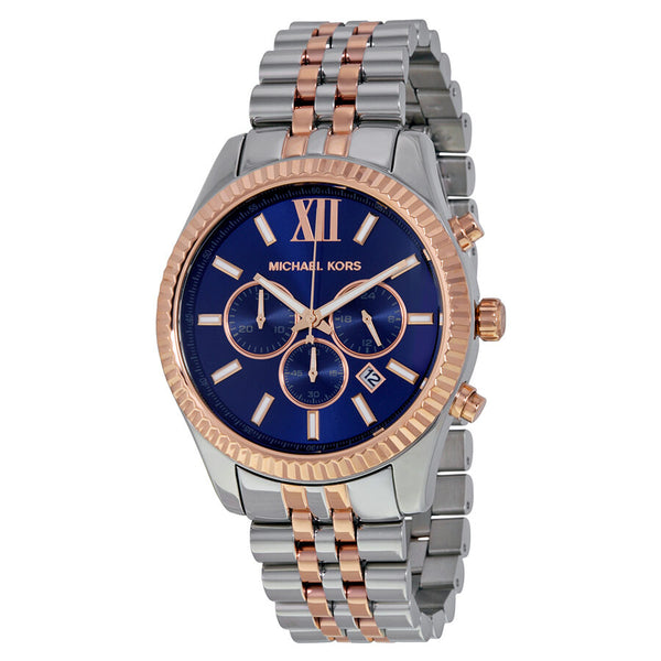 Michael Kors Lexington Chronograph Navy Dial Two-Tone Unisex Watch MK8412