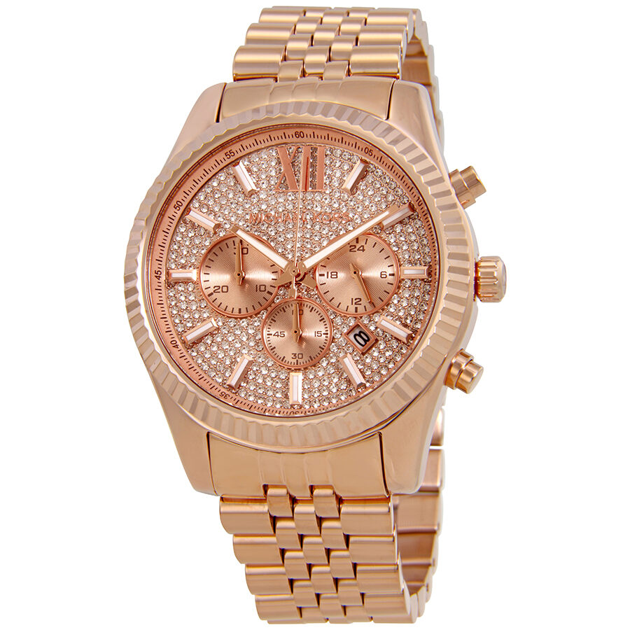 Michael Kors Lexington Crystal Pave Dial Ladies Chronograph Watch MK8580 - BigDaddy Watches