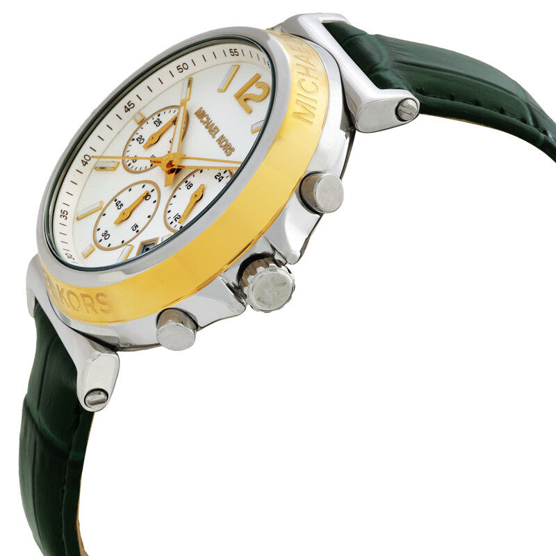Michael Kors Oversized Maren Chronograph Green Leather Strap Women's Watch - MK7498