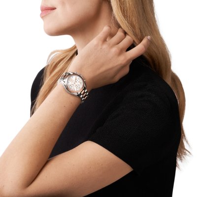 Michael Kors Bradshaw Chronograph Quartz White Dial Two-Tone Ladies MK7258