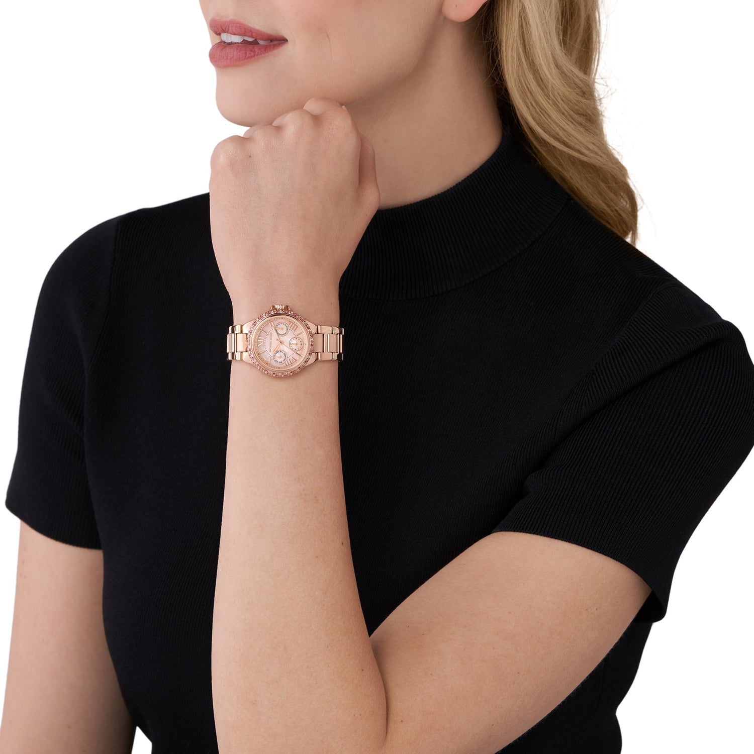 Michael Kors Mini Camille Multifunction Pink MOP Dial Rose Gold Women's Watch - MK7273