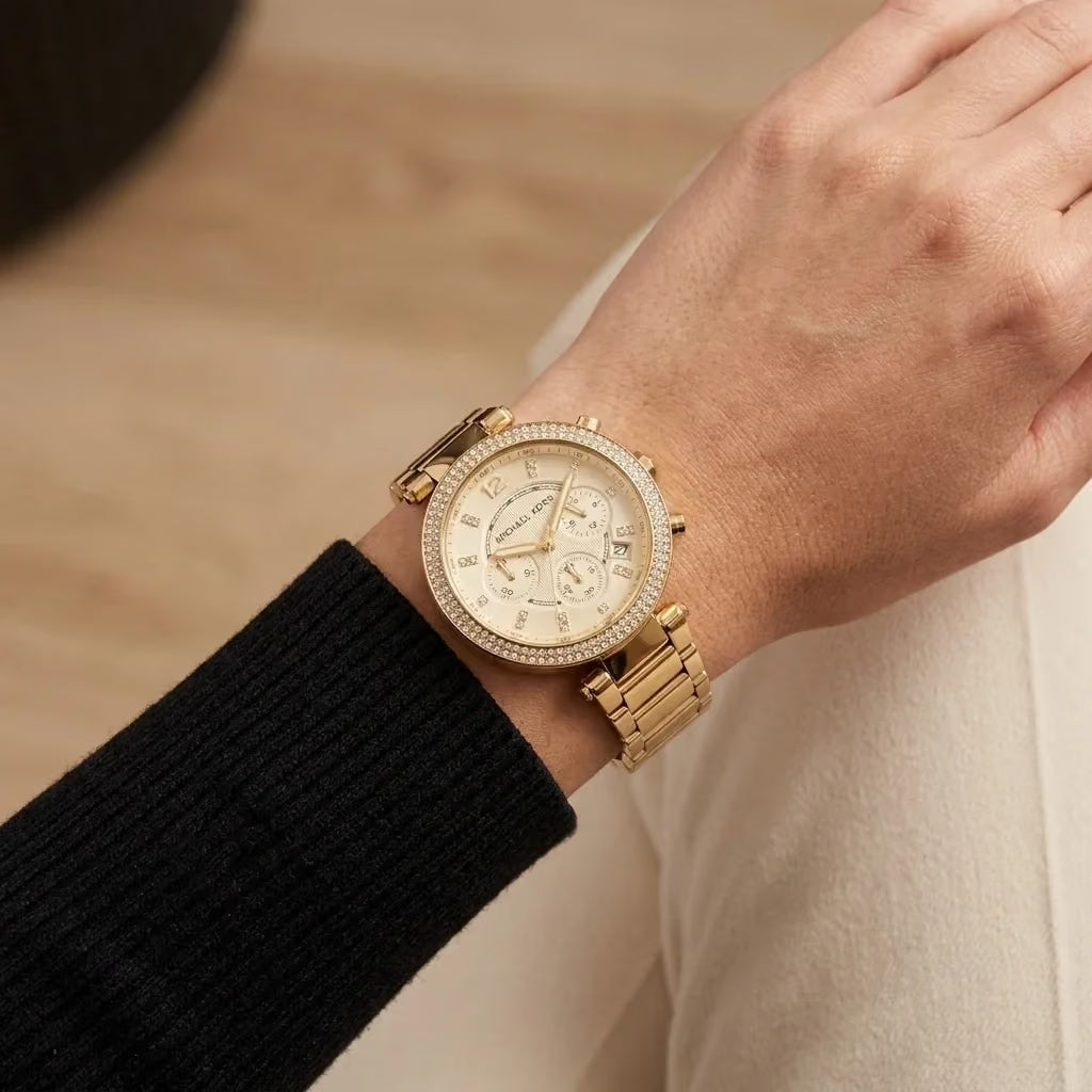 Michael Kors Parker Chronograph Champagne Dial Ladies Watch - MK5354