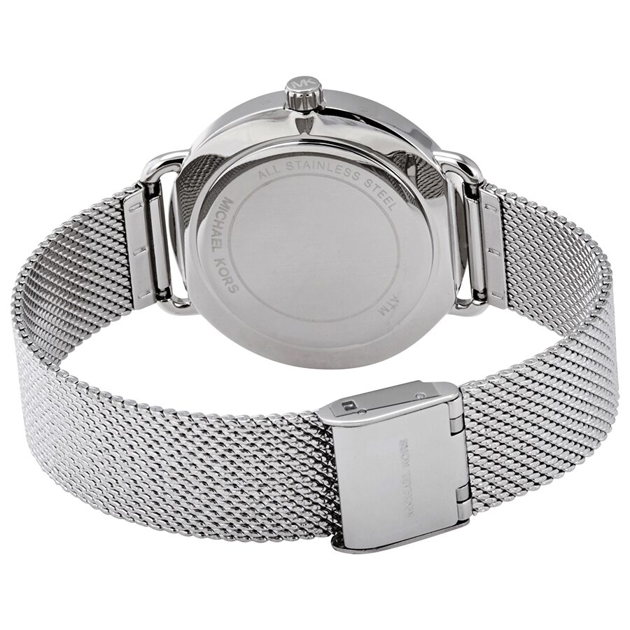 Michael Kors Portia watch caseback and mesh bracelet with fold-over clasp