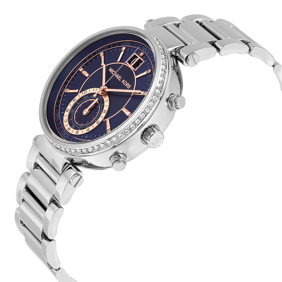 Michael Kors Sawyer Blue Dial Stainless Steel Ladies Watch MK6224 - BigDaddy Watches #2
